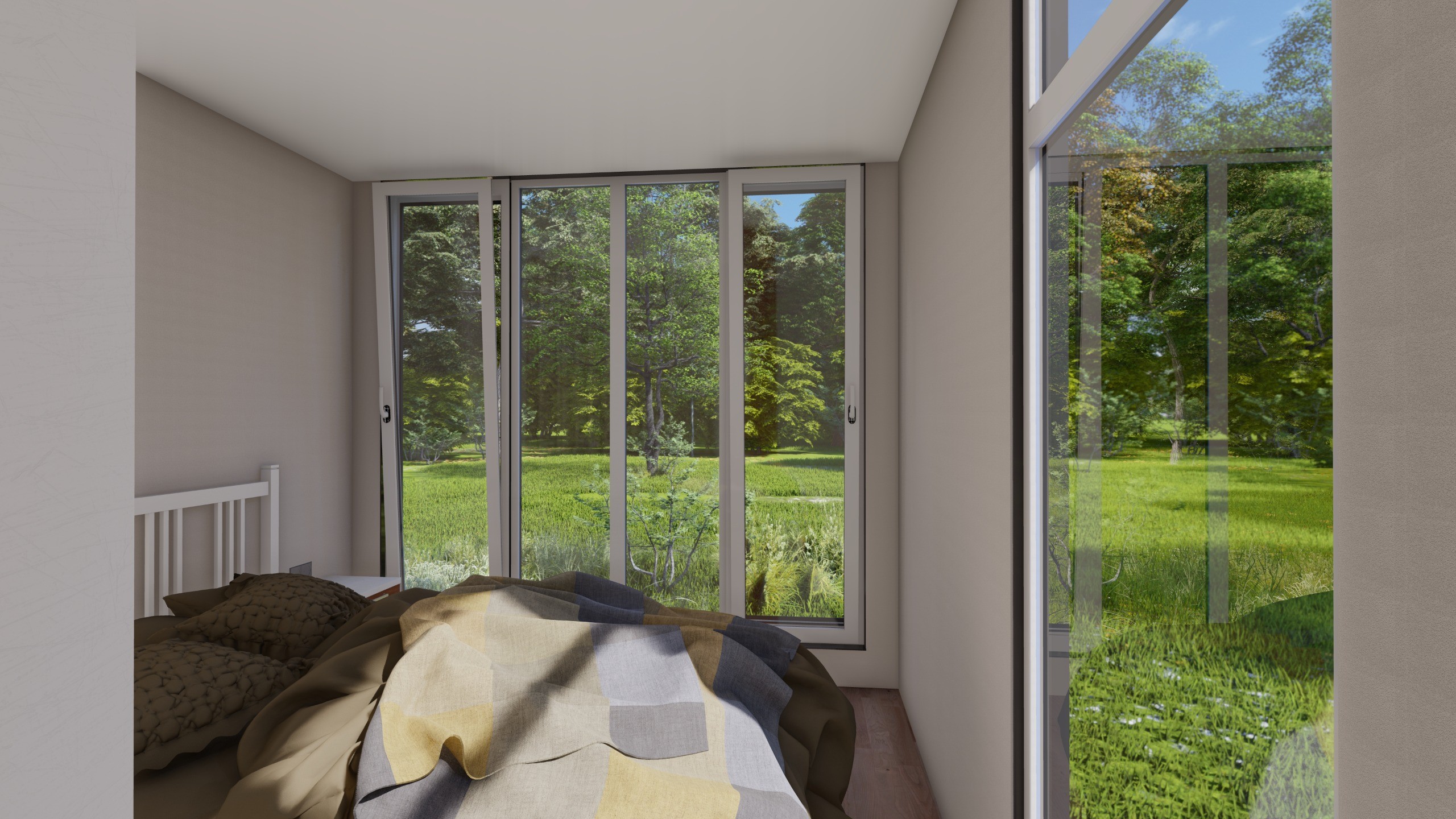 Домик 24м² в вечернее время - подсветка